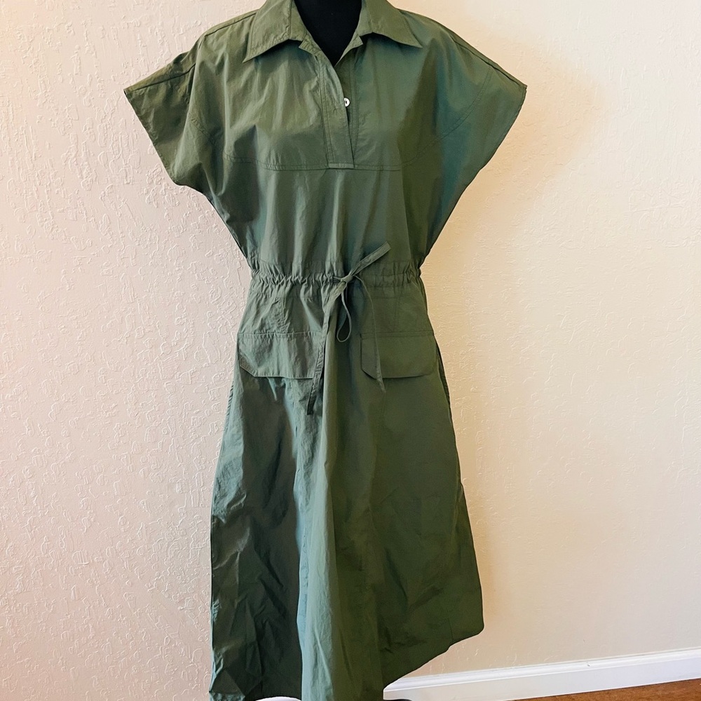 MELLODAY Olive Green Utility Shirt Dress